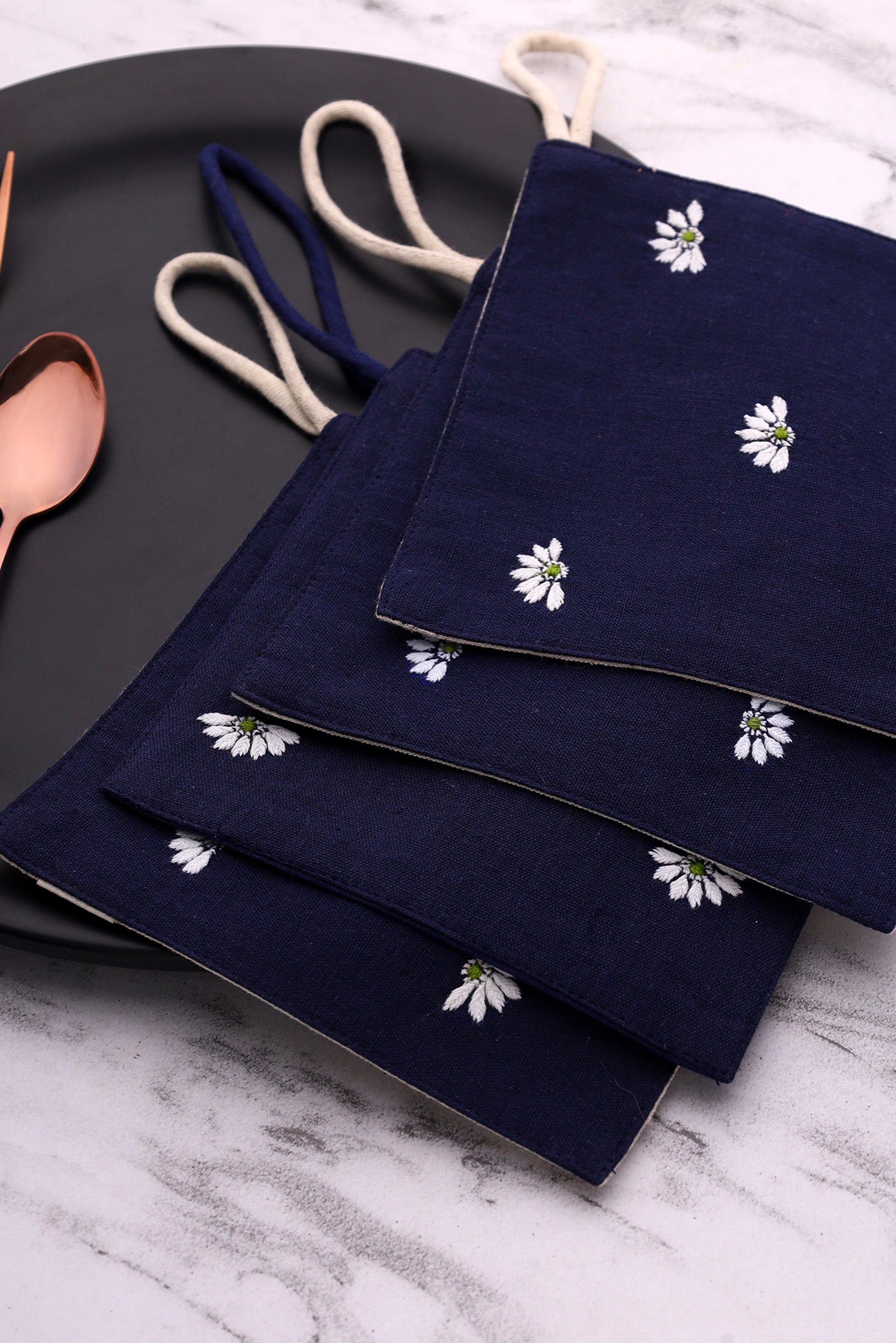 Coaster | Chilika | Chikankari | Cotton Linen | Set of 2