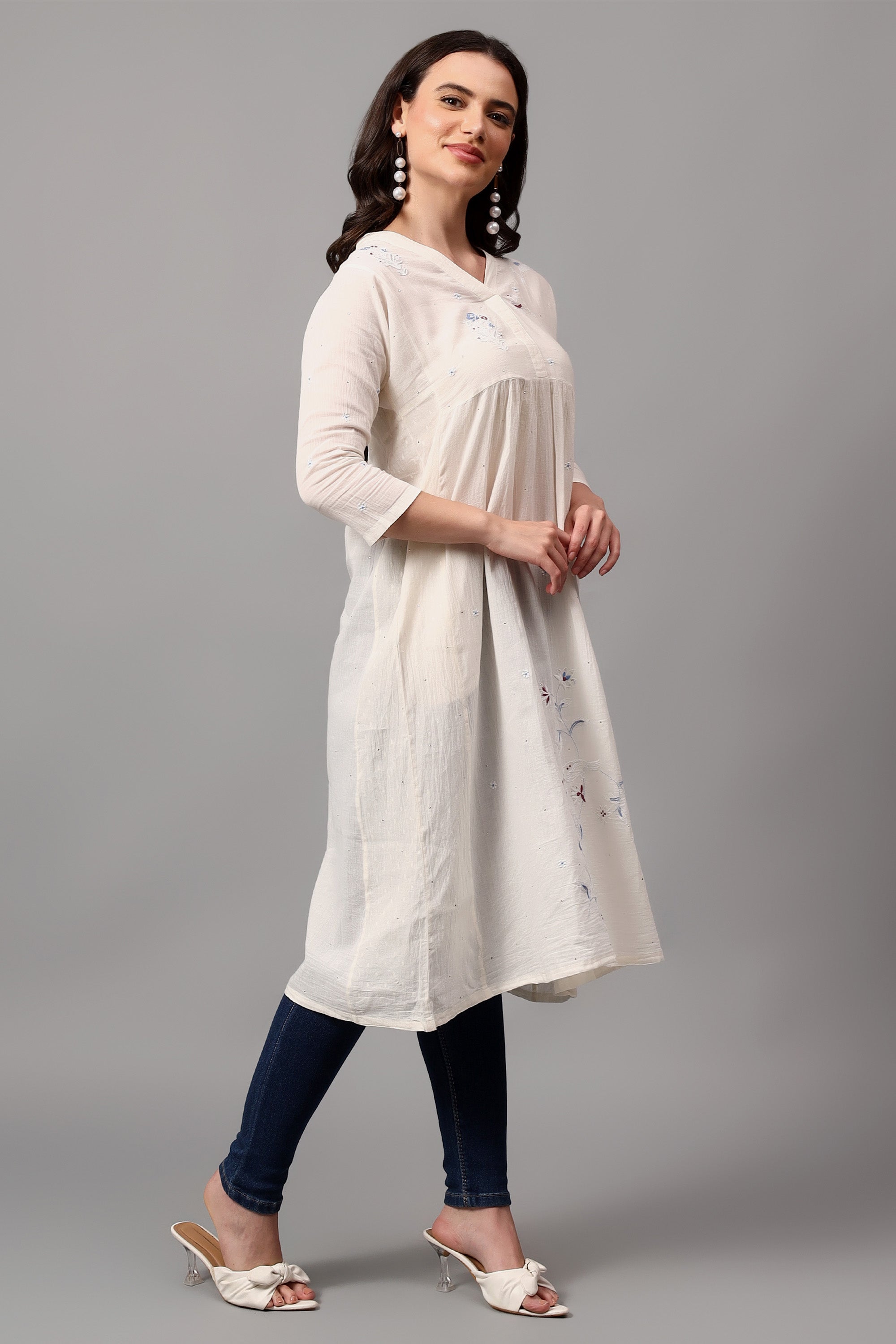 Long Tunic | Nandur | Chikankari | Cotton