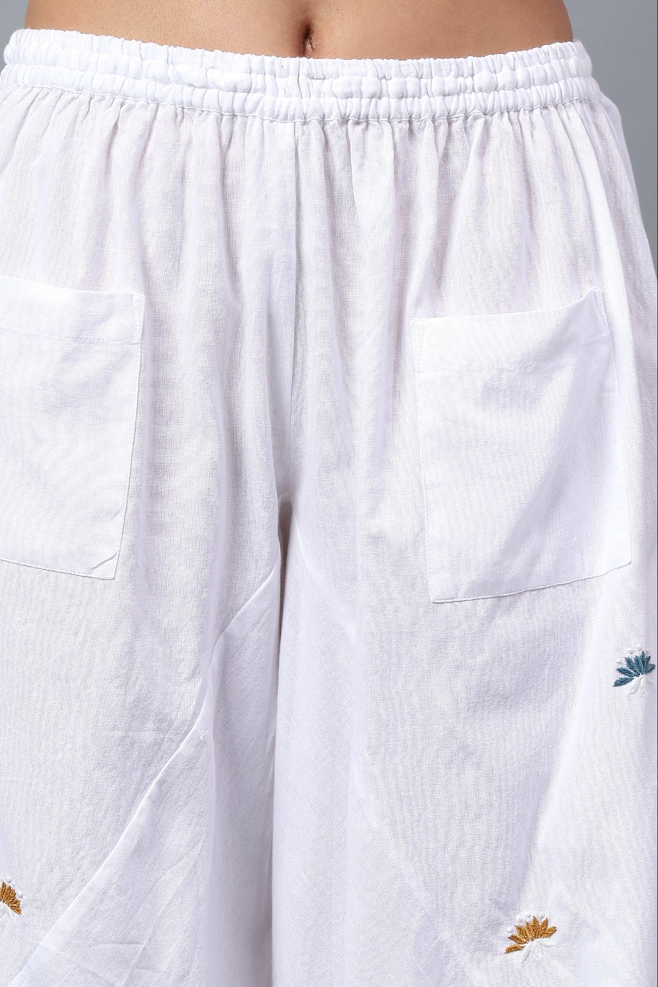 Yurui handcrafted Chikankari Cascade Pant