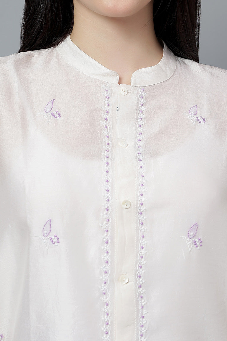 Easy Shirt | Vachan | Chikankari | Cotton Silk (Chanderi)