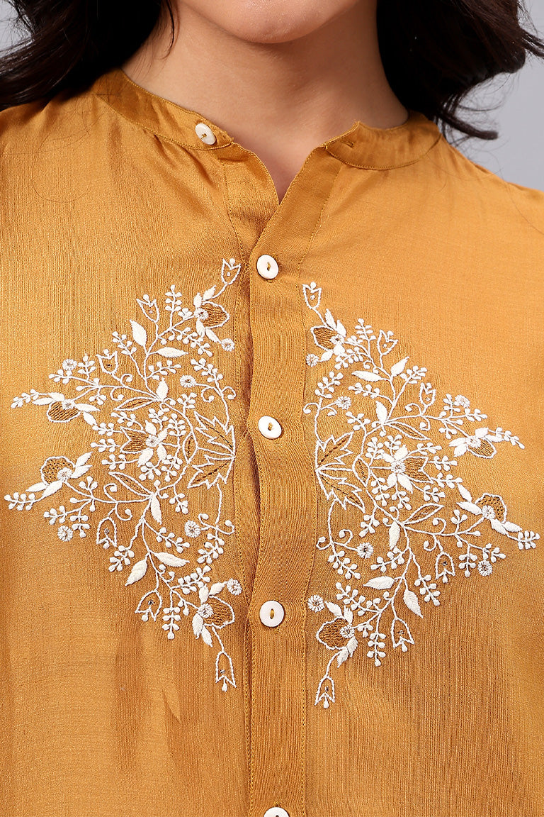 Shirt | Mandala | Chikankari | Cotton Silk(Chanderi)