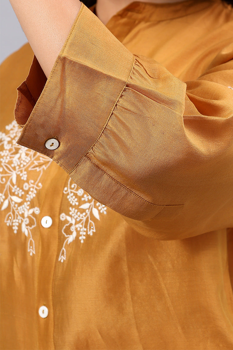 Shirt | Mandala | Chikankari | Cotton Silk(Chanderi)