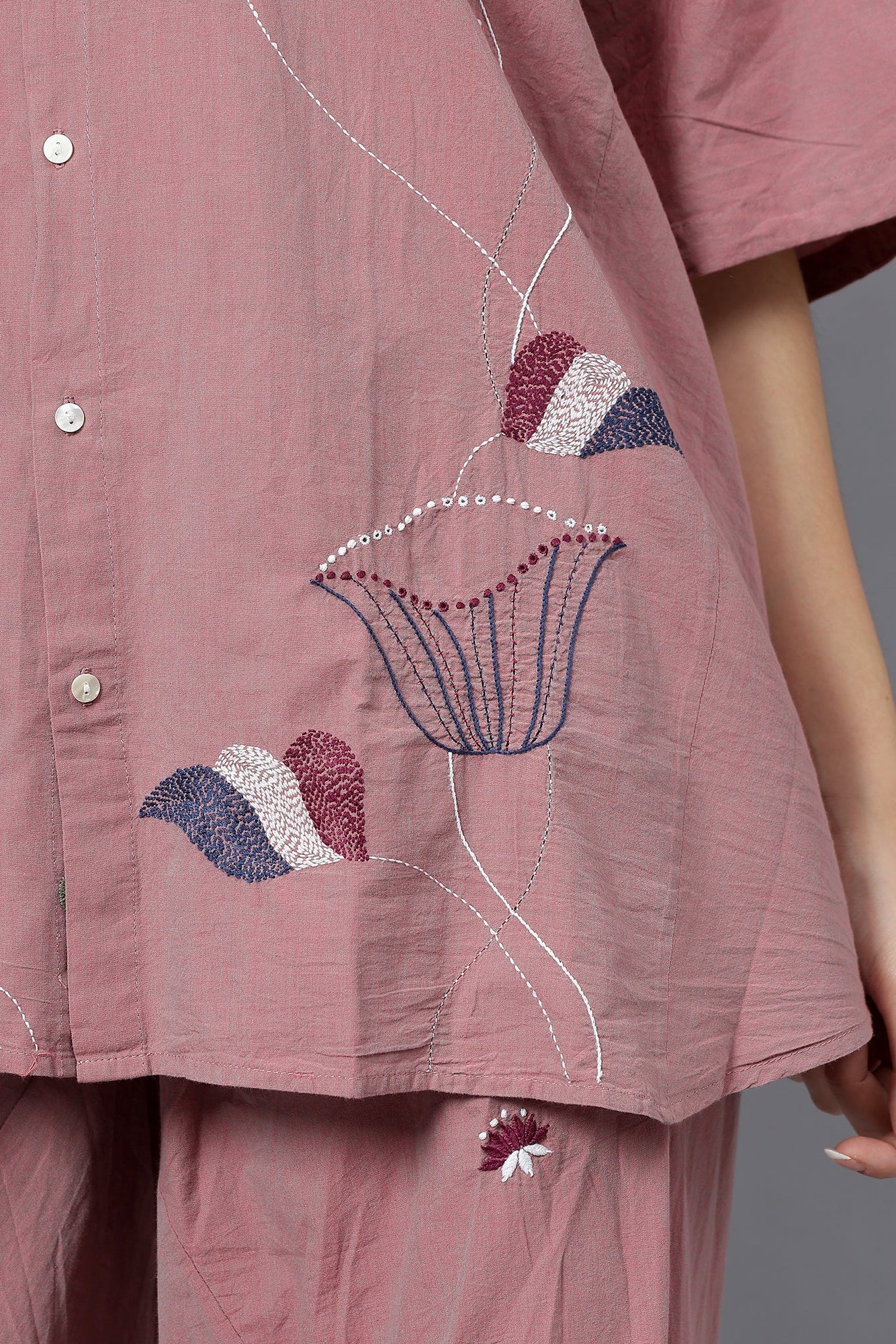 Sarvnaam handcrafted Chikankari Easy Shirt