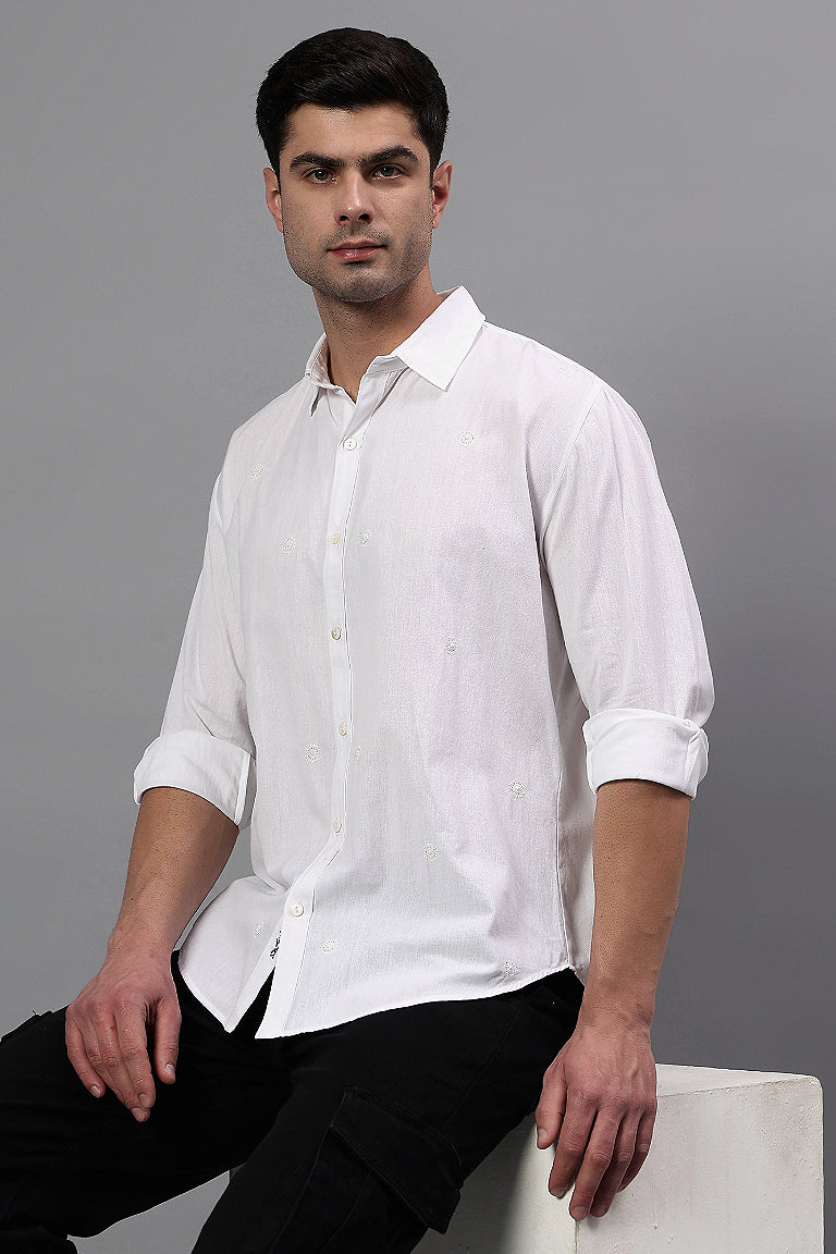 Collar Shirt | Yugam | Chikankari | Cotton Linen