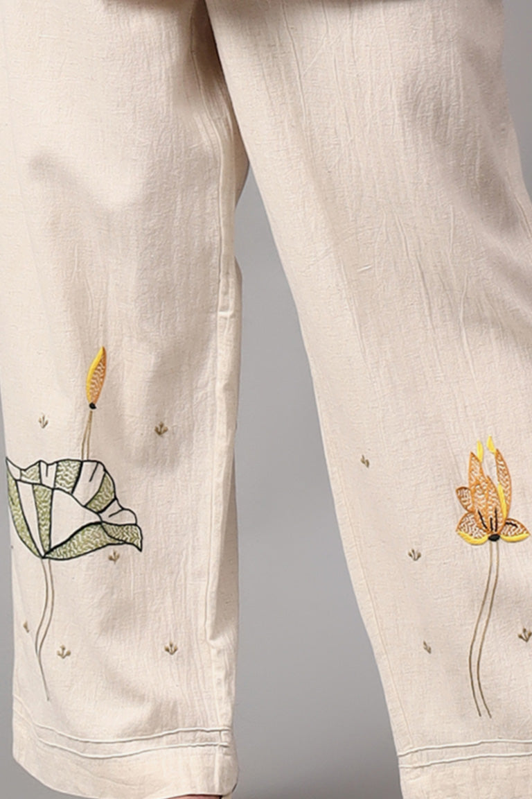 Classic Pant | Orai | Chikankari | Cotton Linen