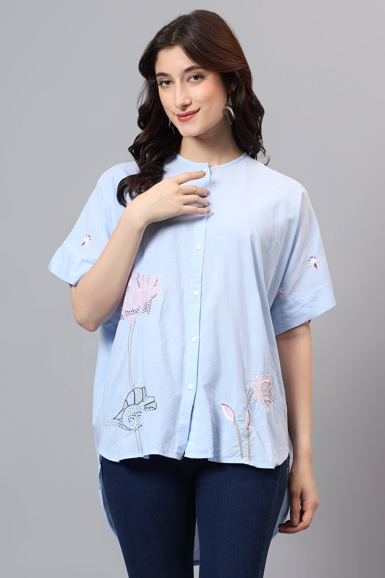Paribhasha handcrafted Chikankari back cowl Shirt