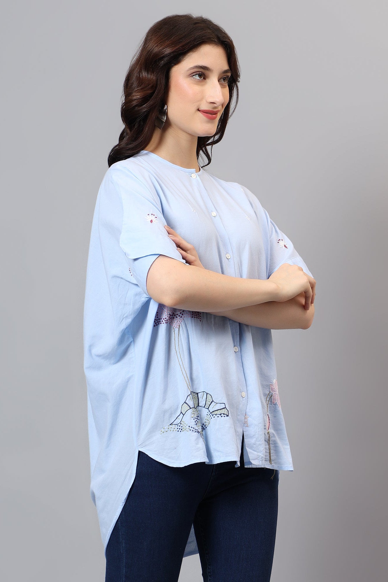 Paribhasha handcrafted Chikankari back cowl Shirt
