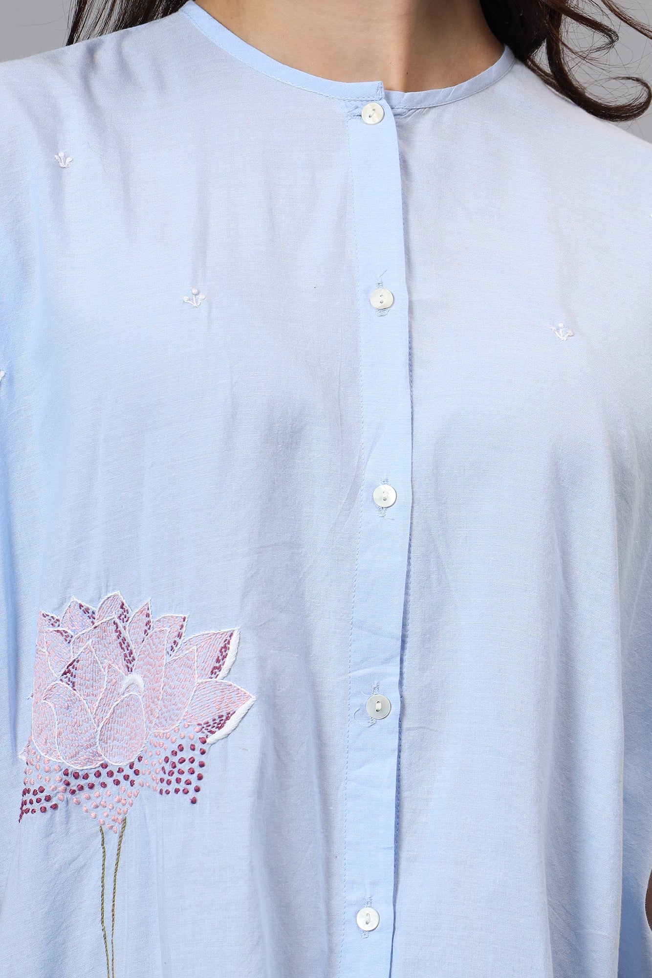 Paribhasha handcrafted Chikankari back cowl Shirt
