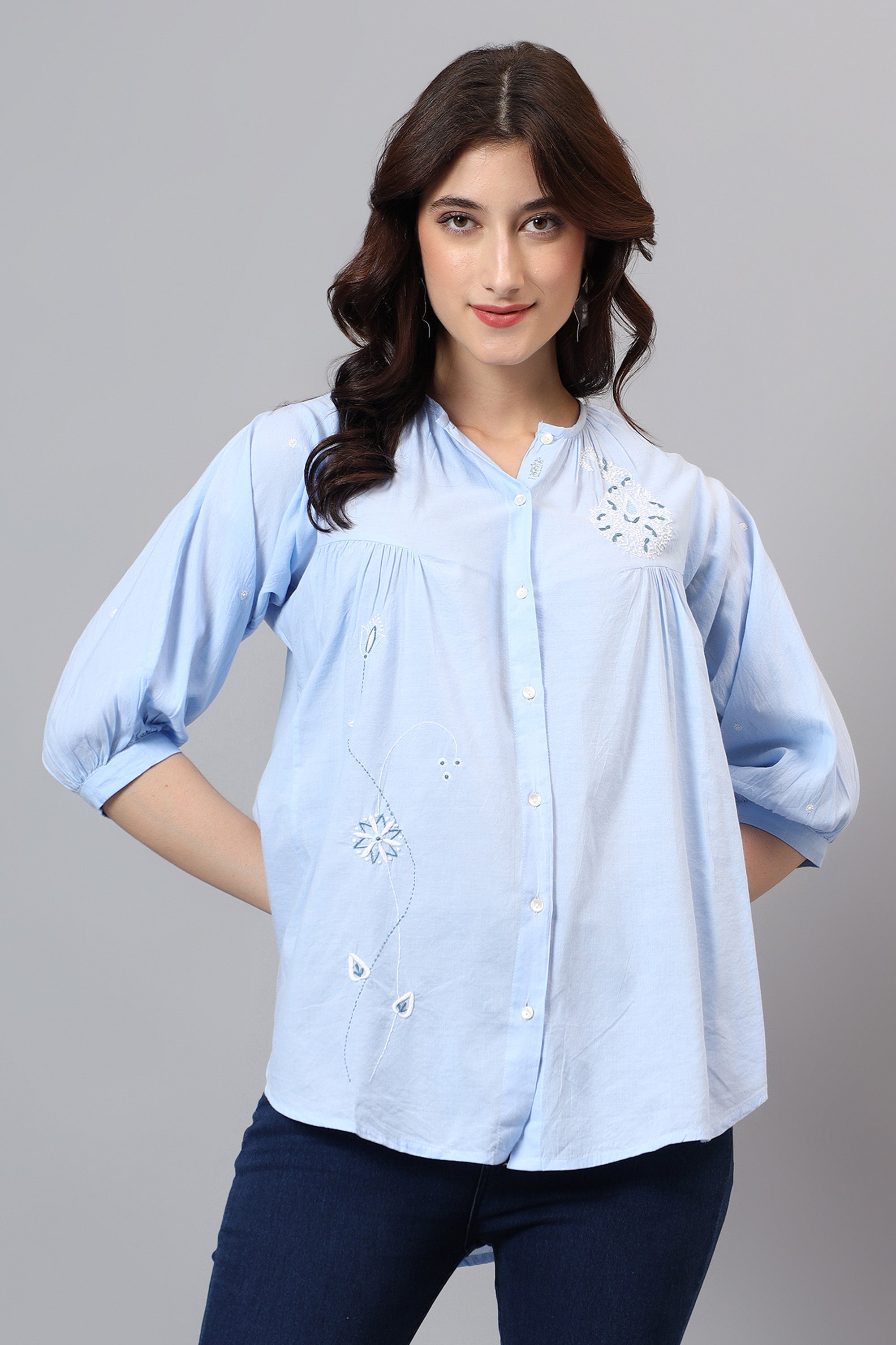 Shirt | Kopili | Chikankari | Cotton