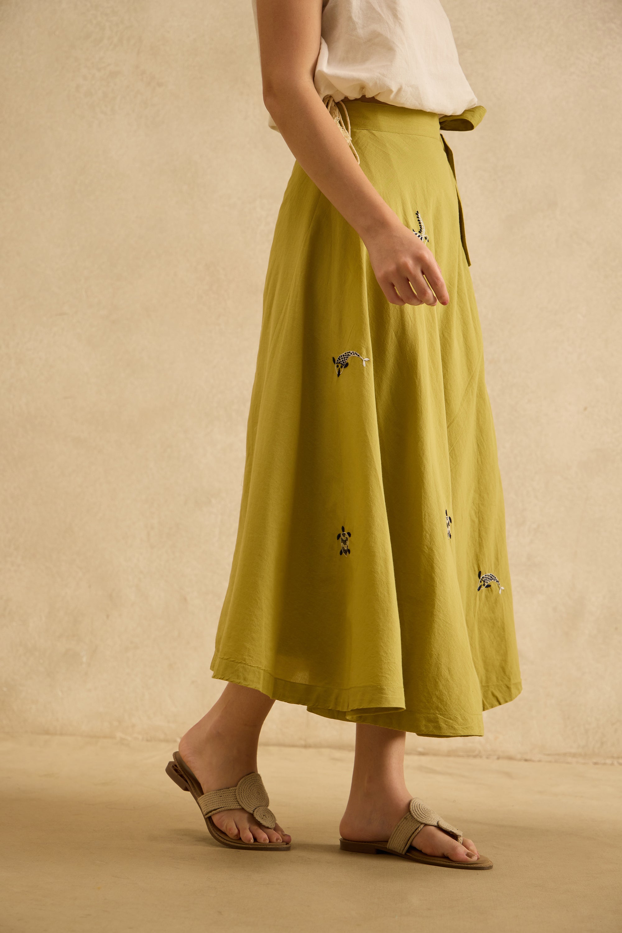 Aab handcrafted Chikankari Wrap Skirt