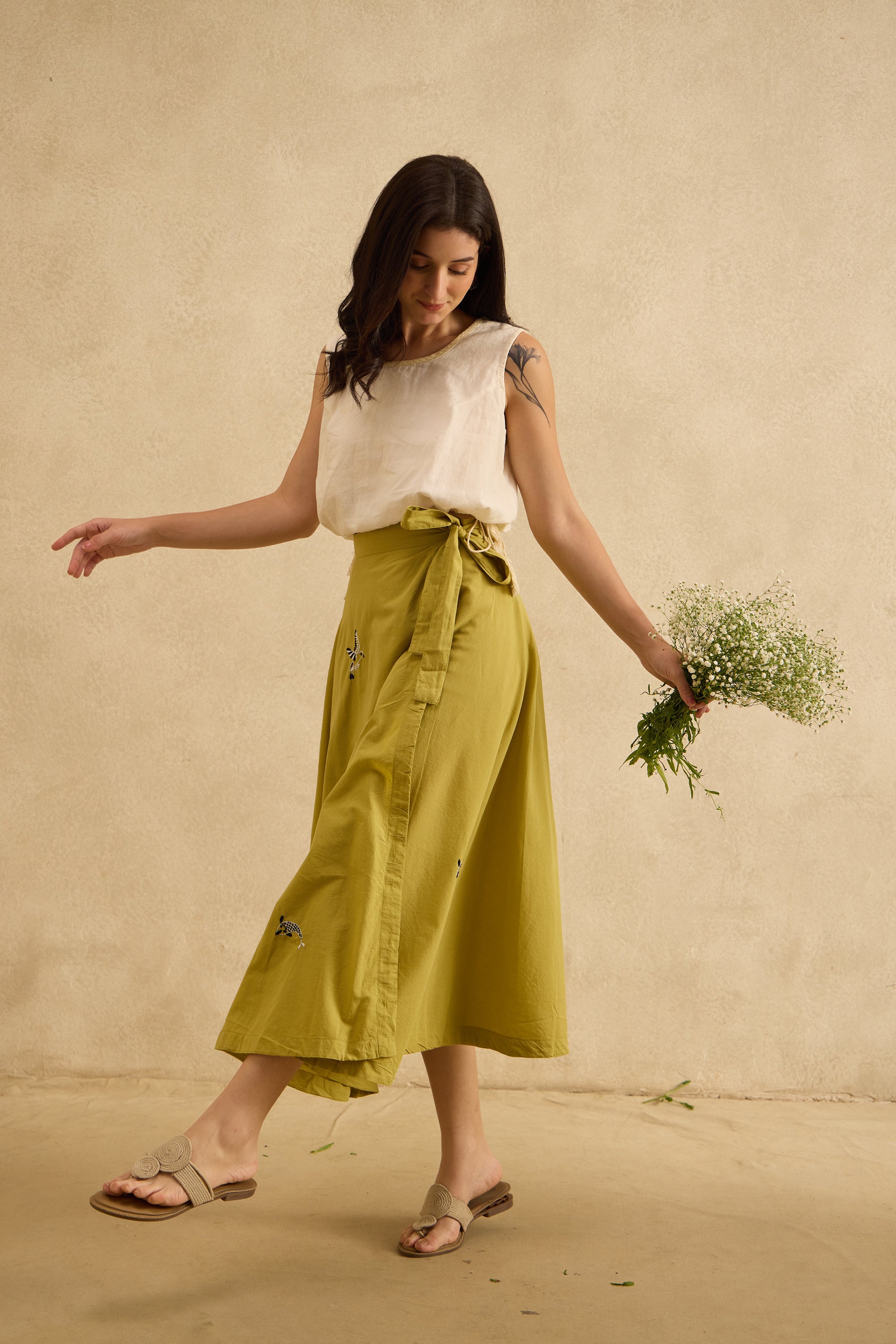 Aab handcrafted Chikankari Wrap Skirt
