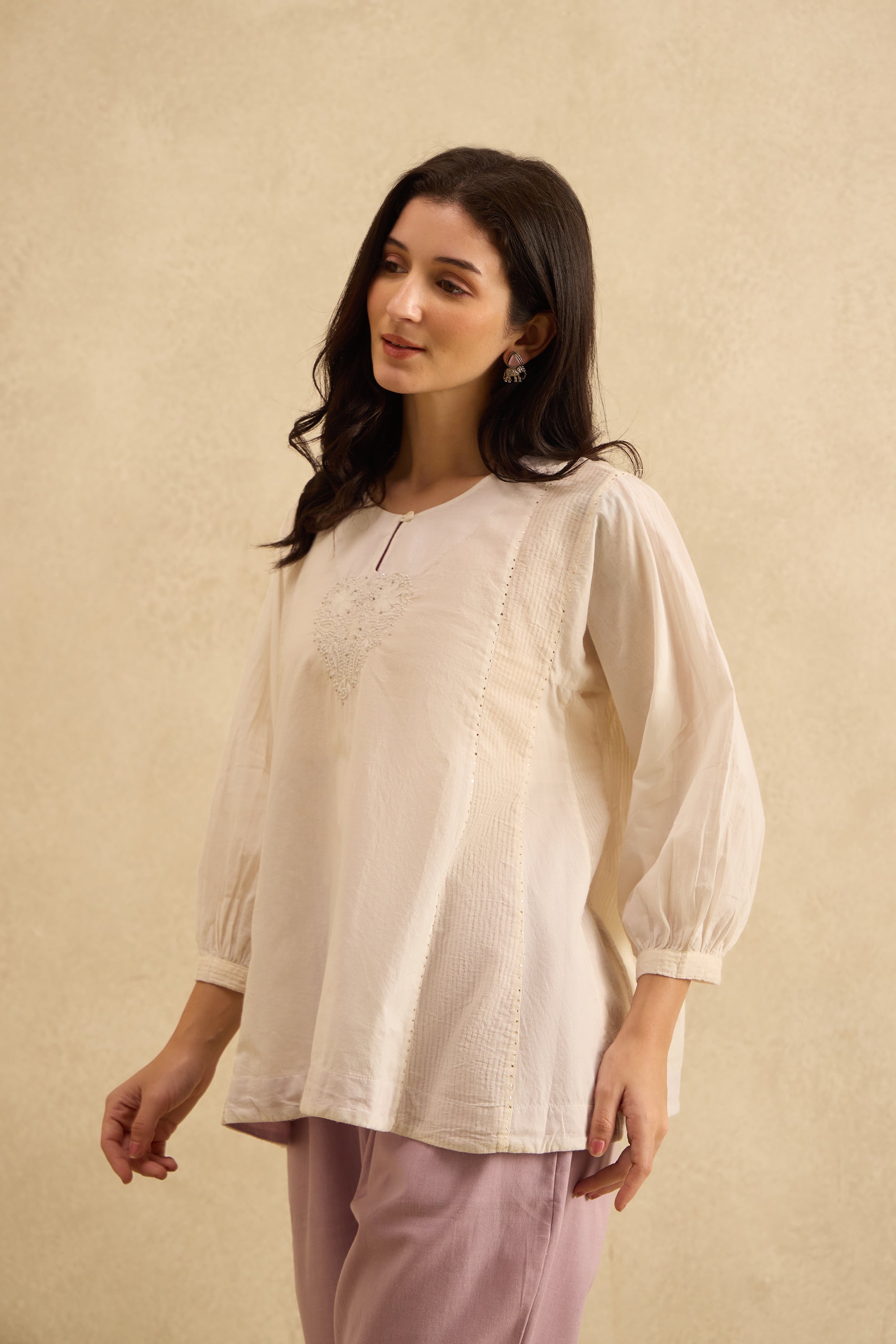 Tlawng handcrafted Chikankari Top