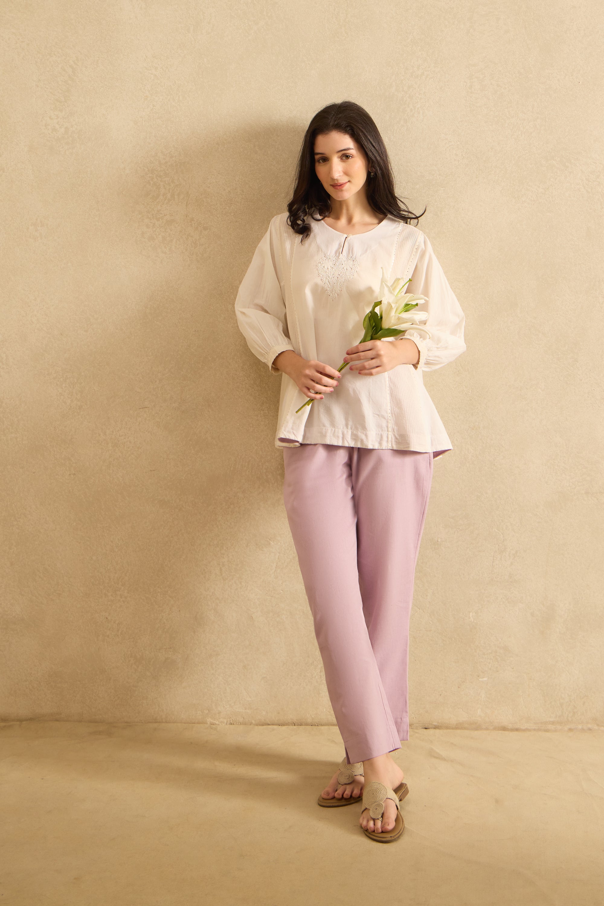 Tlawng handcrafted Chikankari Top