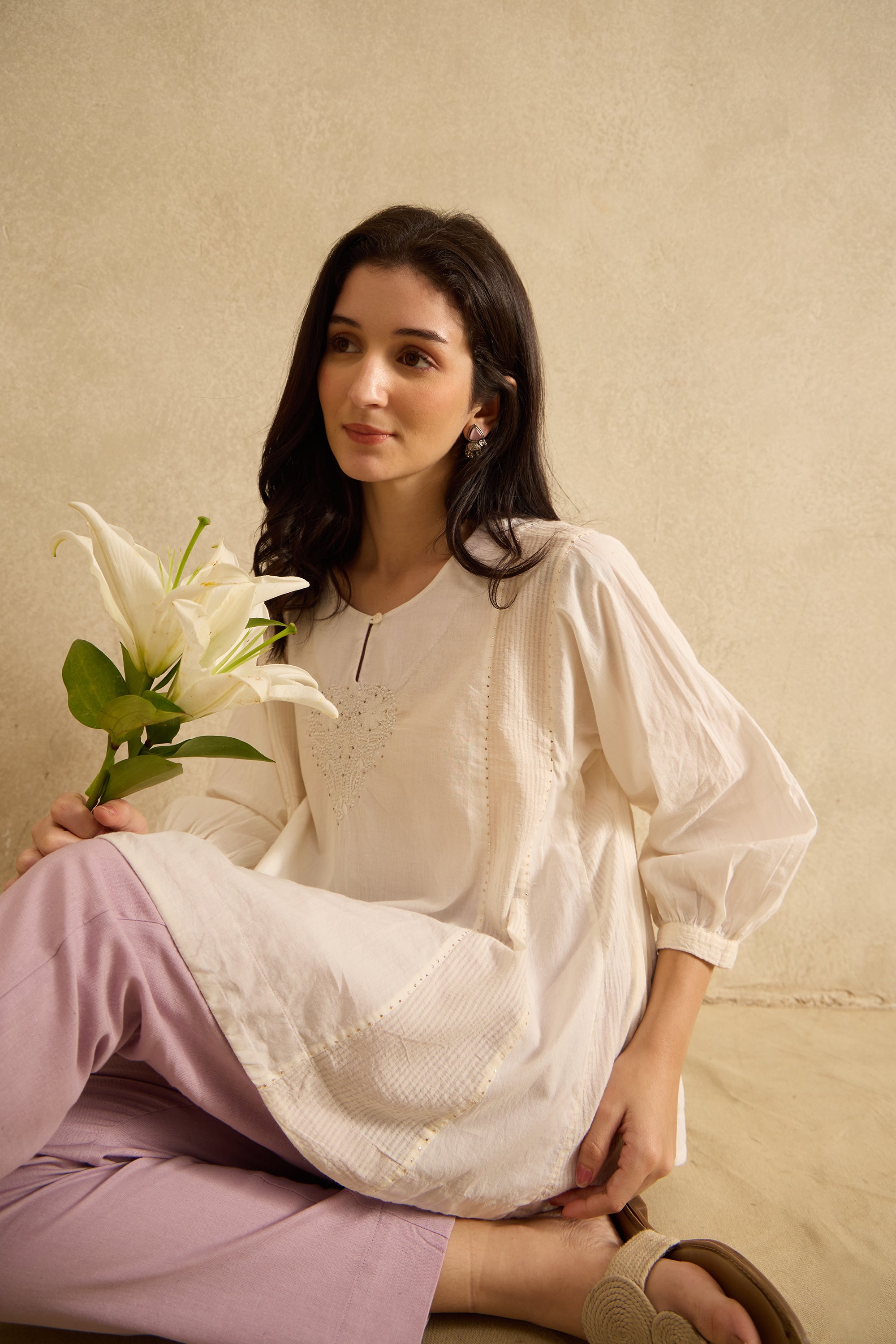 Tlawng handcrafted Chikankari Top