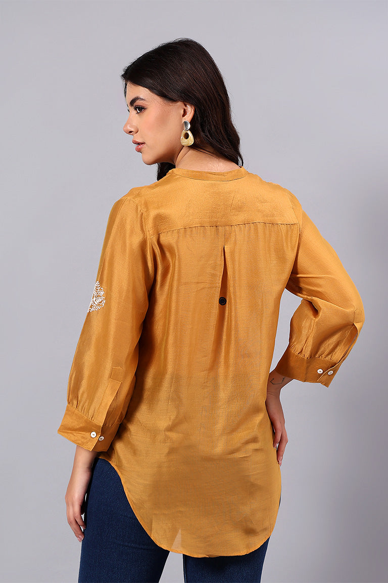 Shirt | Mandala | Chikankari | Cotton Silk(Chanderi)