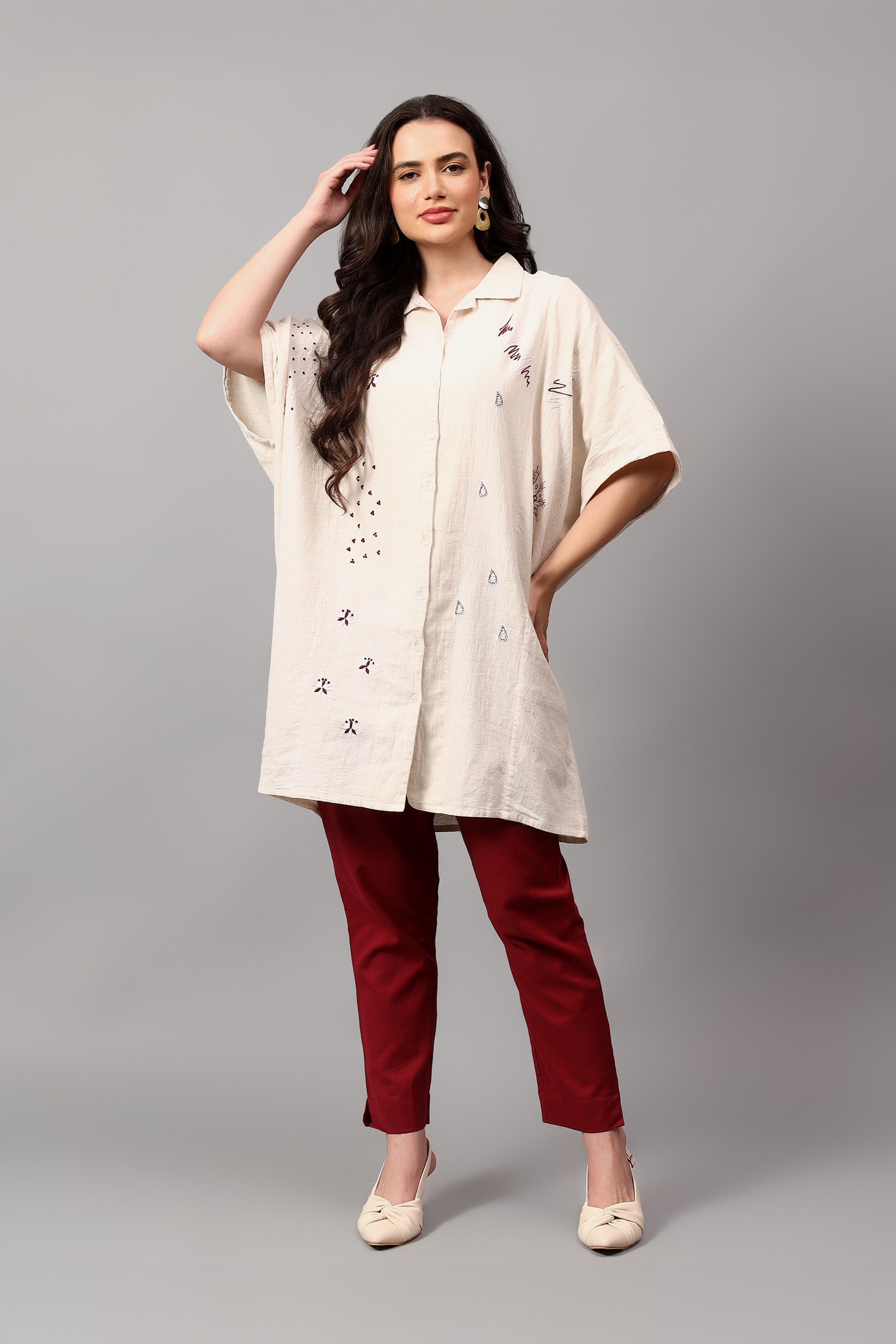 Easy Shirt | Infinitive | Chikankari | Cotton Flax | ZeroWaste shirt