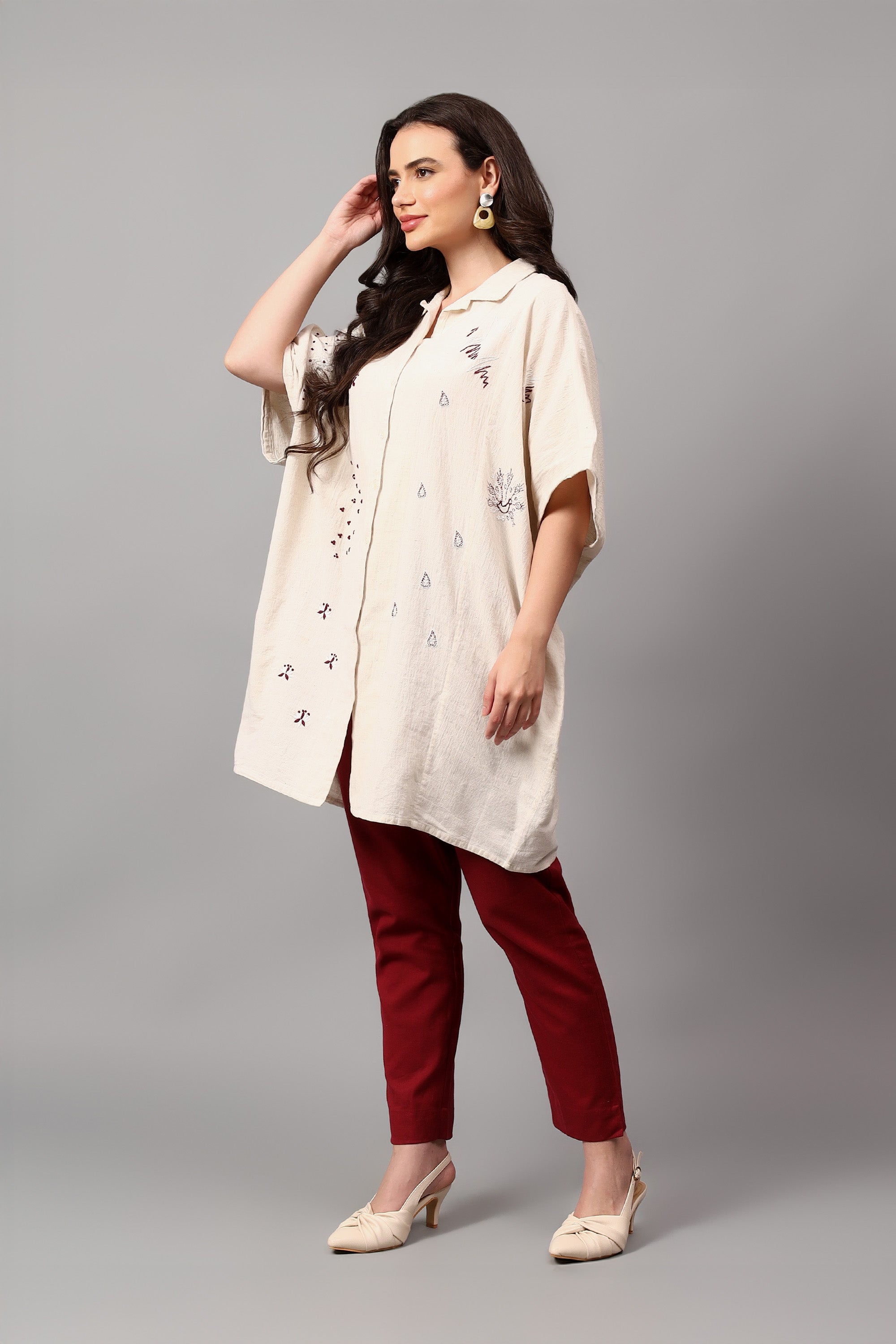 Easy Shirt | Infinitive | Chikankari | Cotton Flax | ZeroWaste shirt