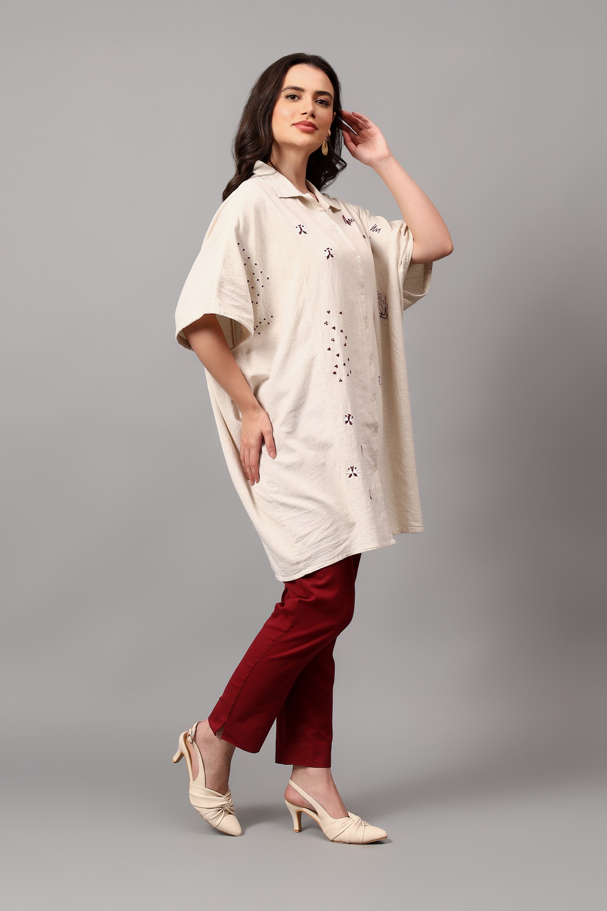 Easy Shirt | Infinitive | Chikankari | Cotton Flax | ZeroWaste shirt