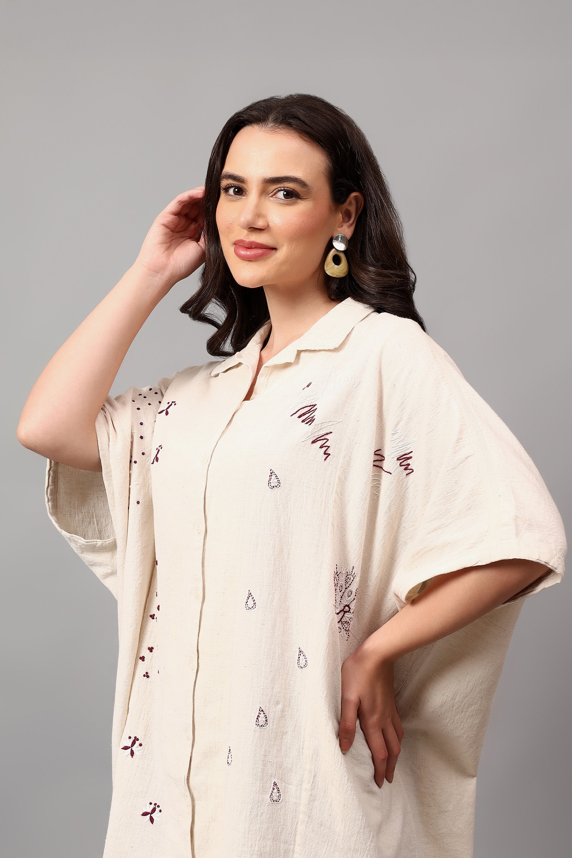 Easy Shirt | Infinitive | Chikankari | Cotton Flax | ZeroWaste shirt