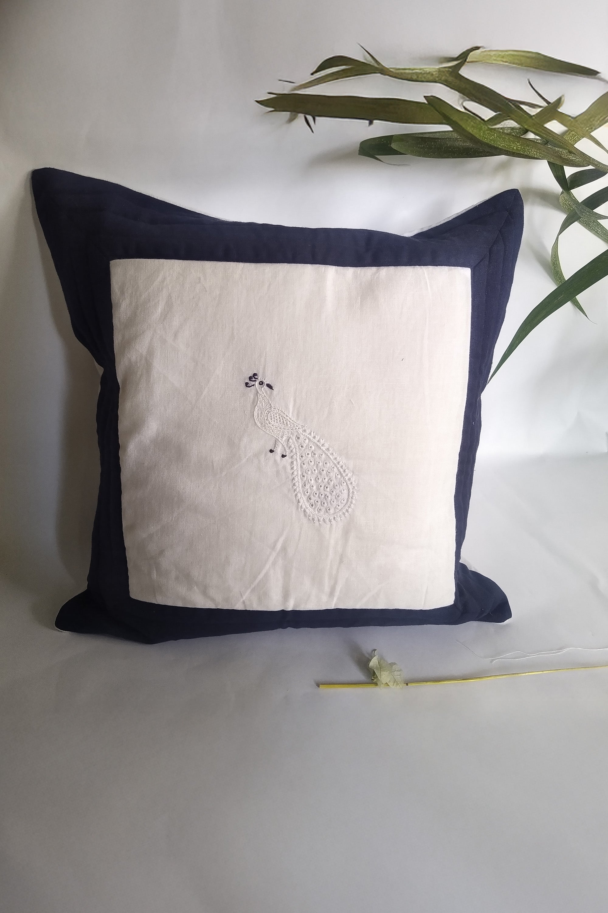 Cushion Cover | Rajanya | Chikankari | Cotton | 16"