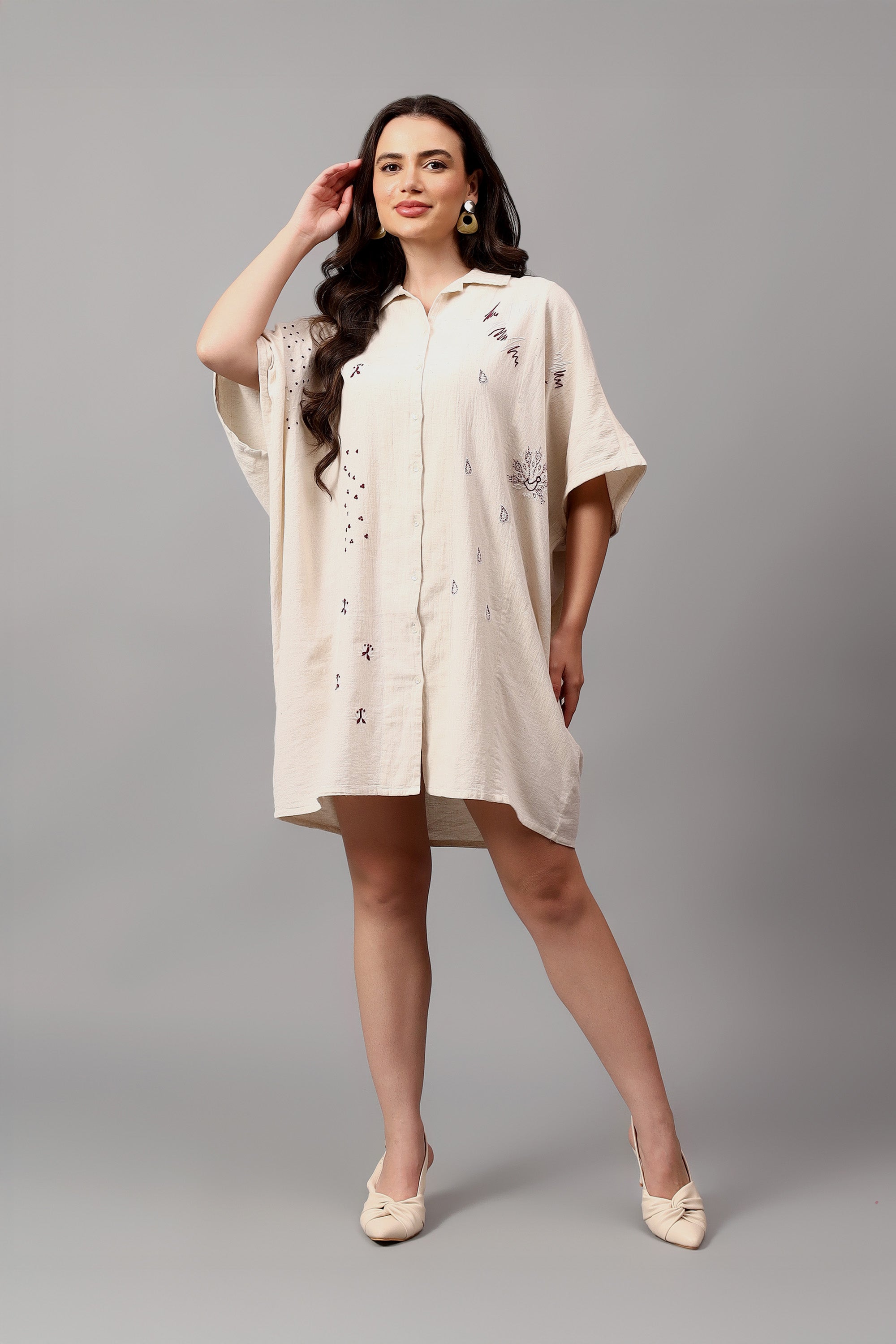 Easy Shirt | Infinitive | Chikankari | Cotton Flax | ZeroWaste shirt