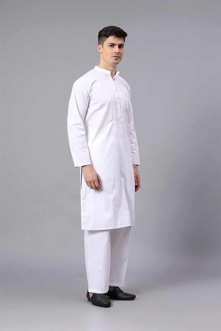 Mandarin Collar Kurta | Ekaarth | Chikankari | Cotton