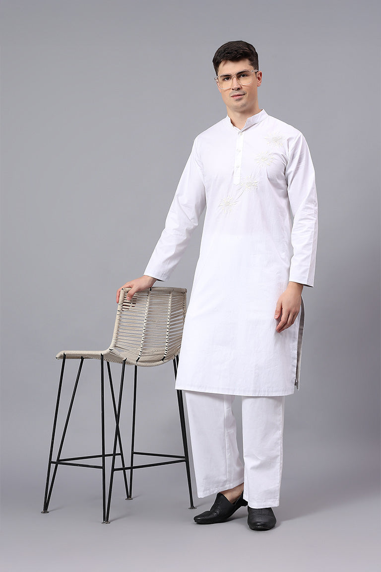 Mandarin Collar Kurta | Ekaarth | Chikankari | Cotton
