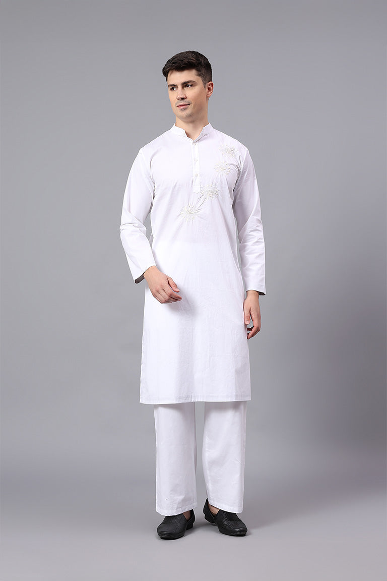 Mandarin Collar Kurta | Ekaarth | Chikankari | Cotton