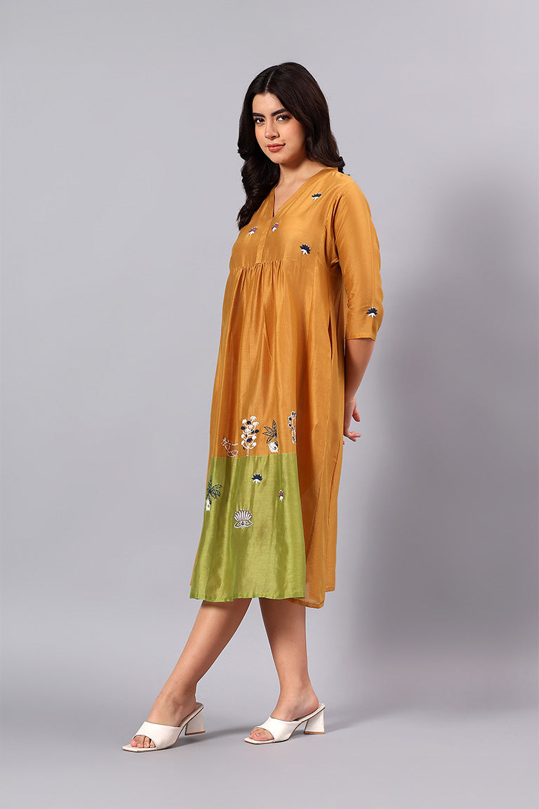 Long Tunic | Tatsam | Chikankari | Cotton Silk (Chanderi)