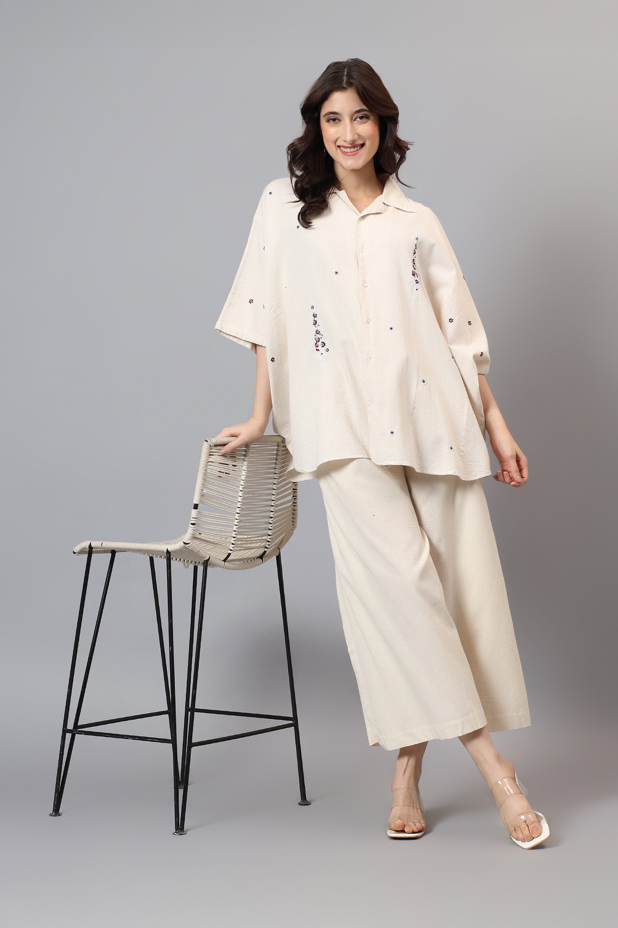 Easy Shirt | Raima only | Chikankari | Cotton Flax | ZeroWaste