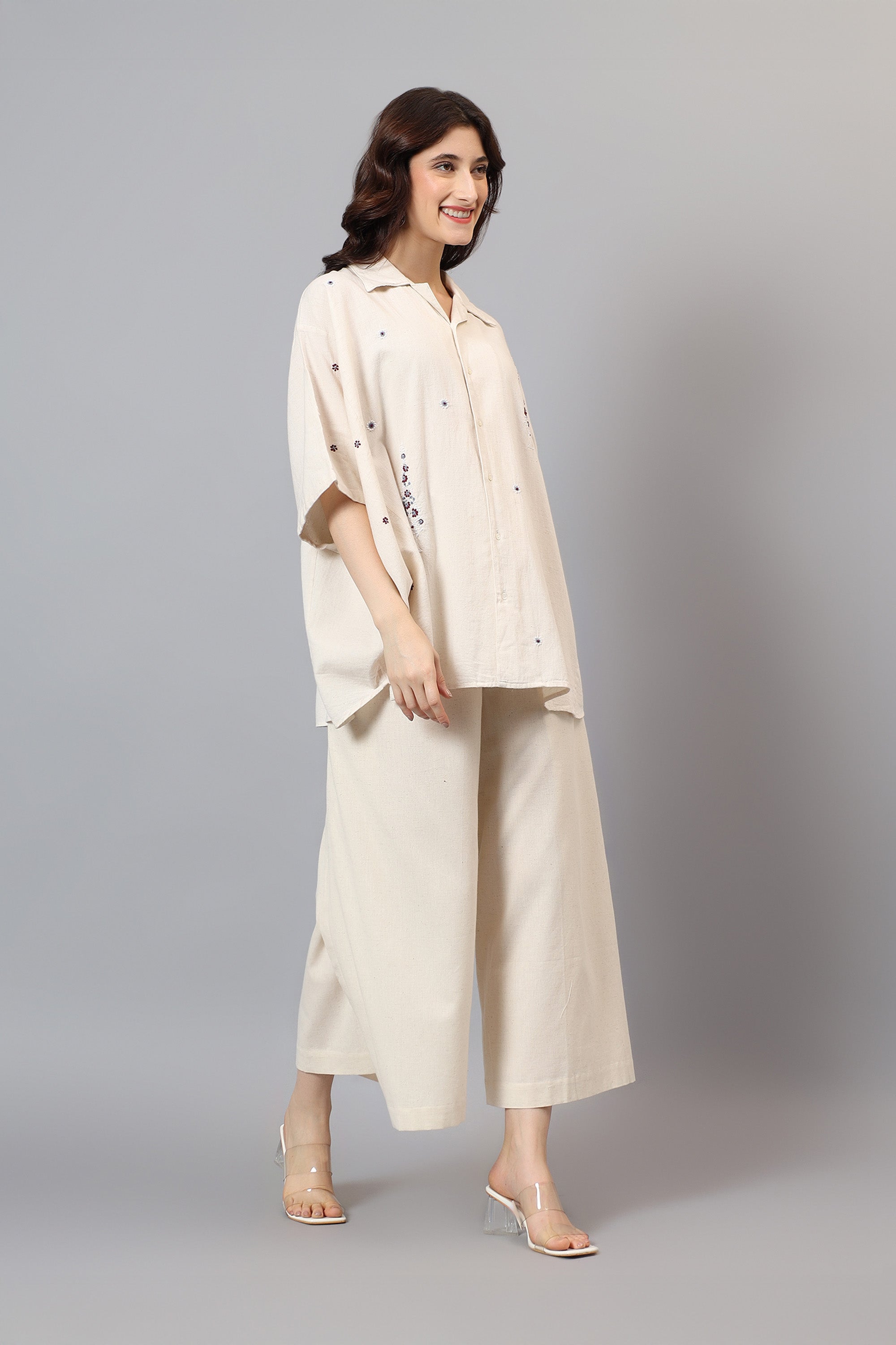 Easy Shirt | Raima only | Chikankari | Cotton Flax | ZeroWaste