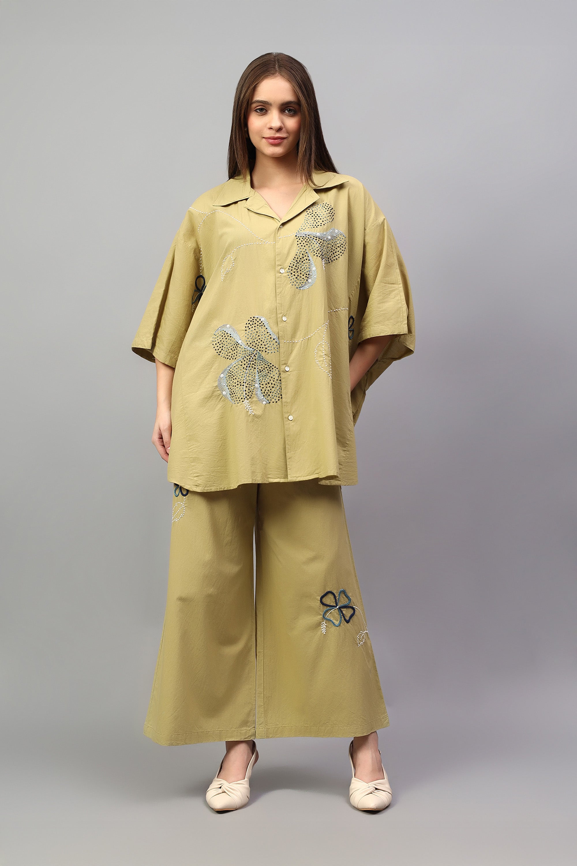 Easy Shirt | Samkhya | Chikankari | Cotton