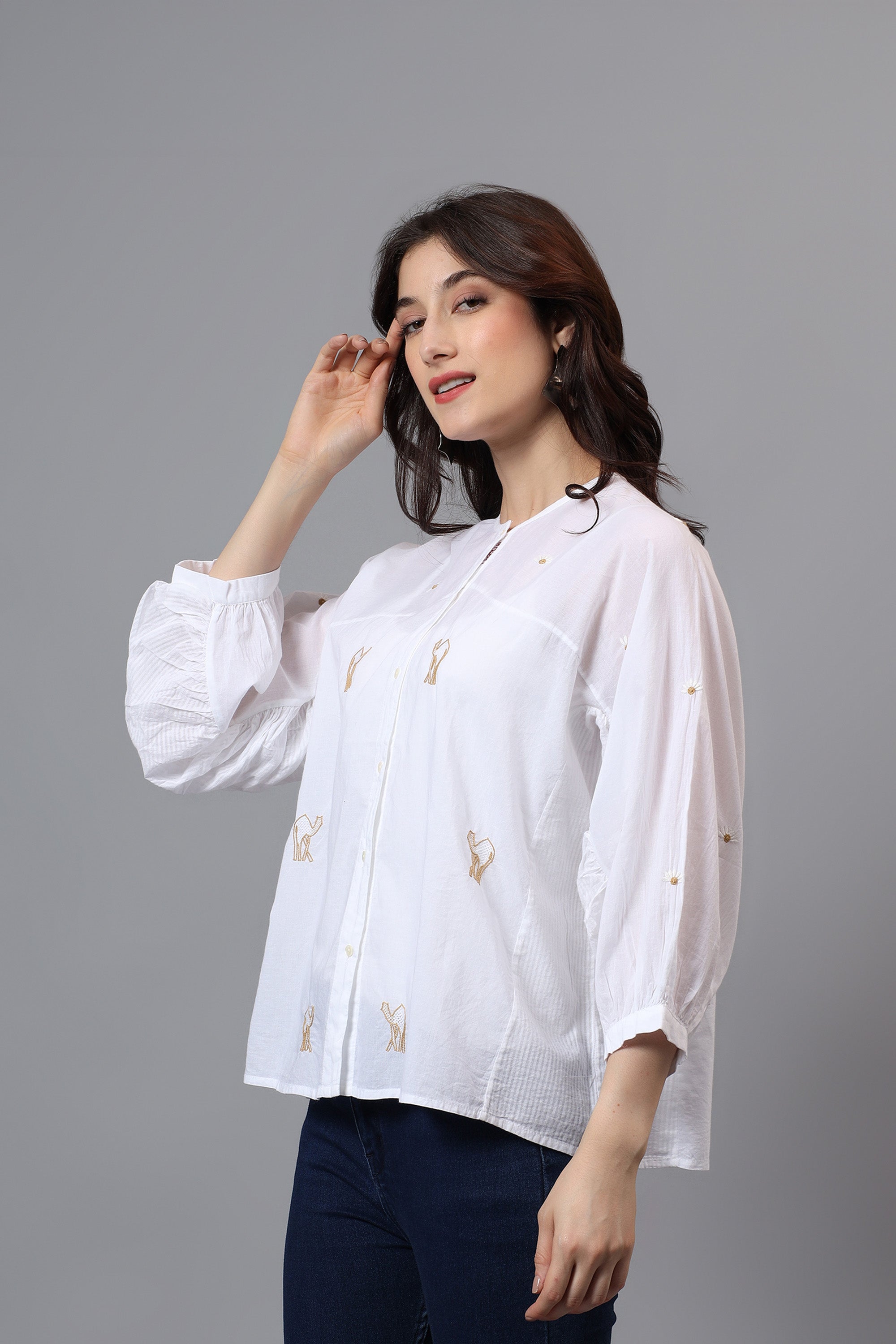 Shirt | Mekori | Chikankari | Cotton