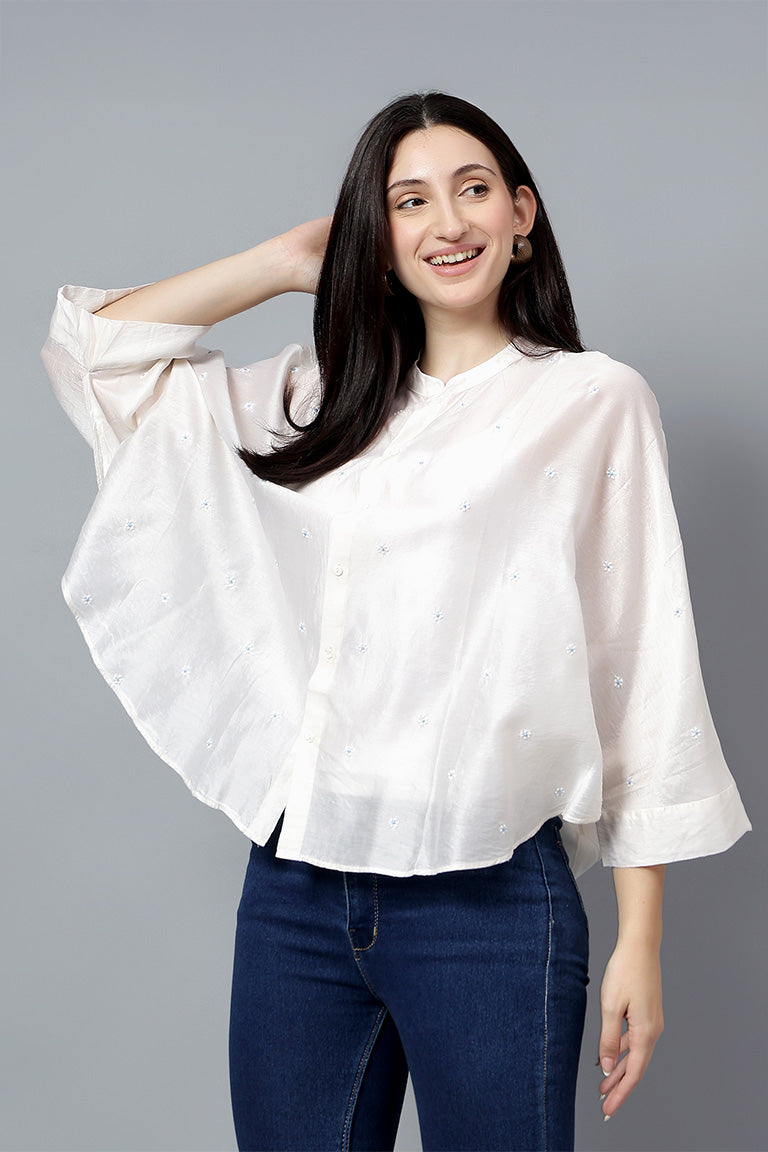 Easy Shirt | Vaani | Chikankari | Cotton Silk (Chanderi)