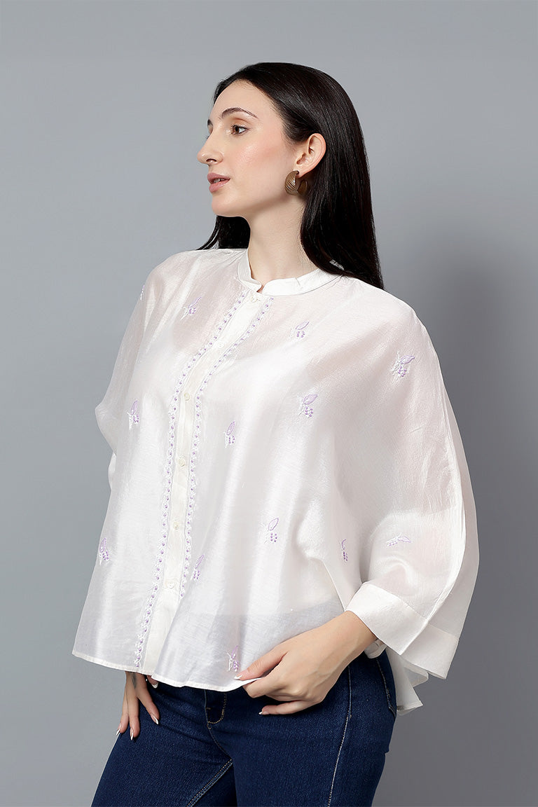 Easy Shirt | Vachan | Chikankari | Cotton Silk (Chanderi)