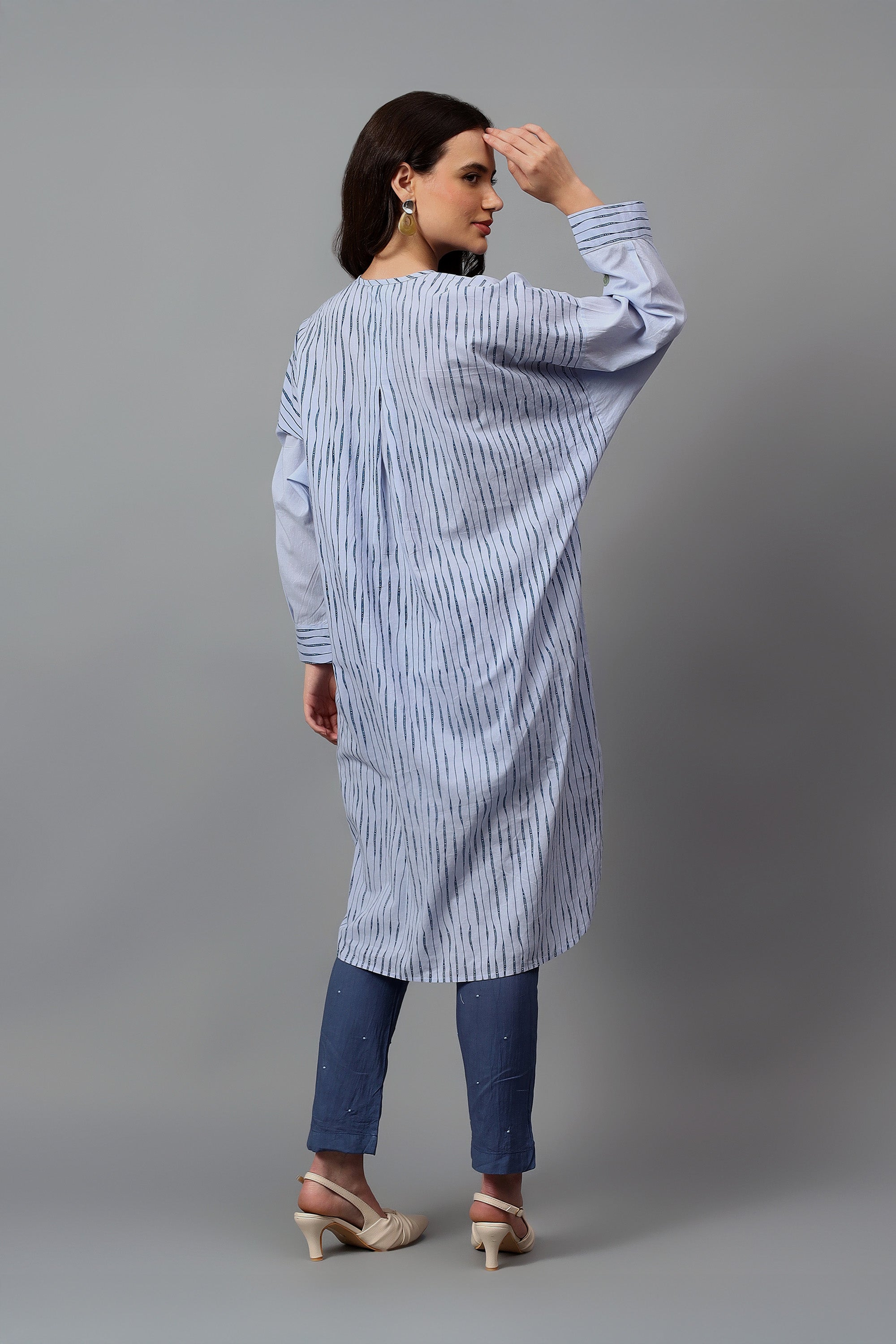 Easy Shirt | Sindhu | Chikankari | Cotton | Blue