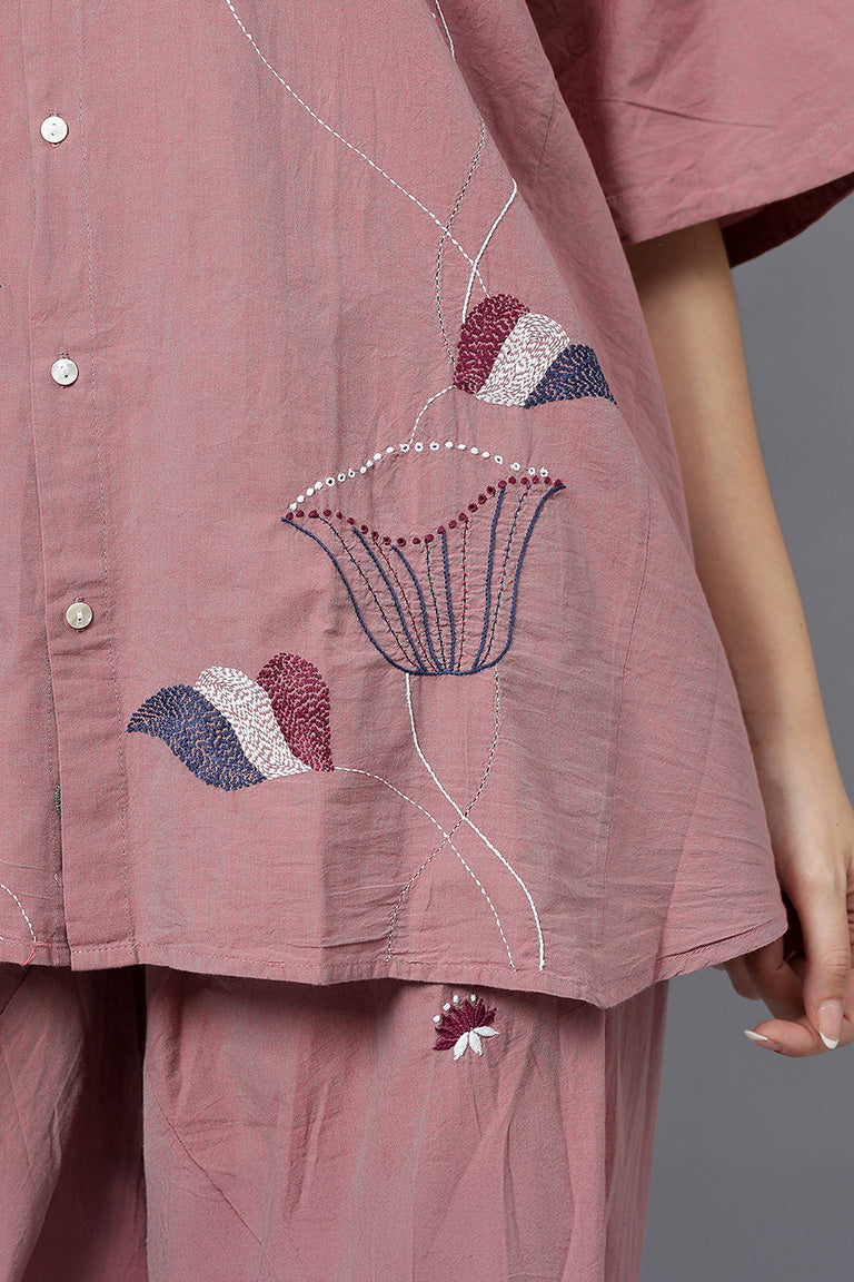 Easy Shirt | Sarvnaam | Chikankari | Cotton Chambray