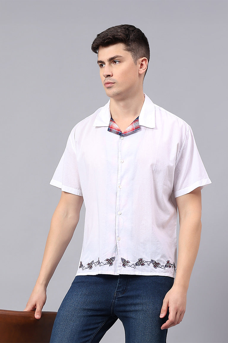 Convertible Collar Shirt | Paryay | Chikankari | Cotton