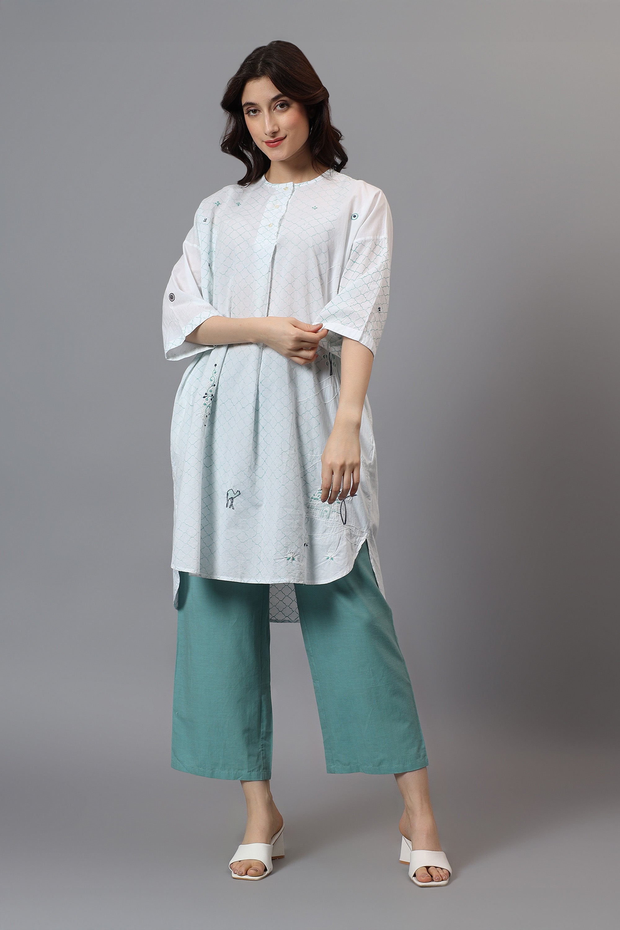 Easy Henley Shirt only | Asolak | Chikankari | Cotton