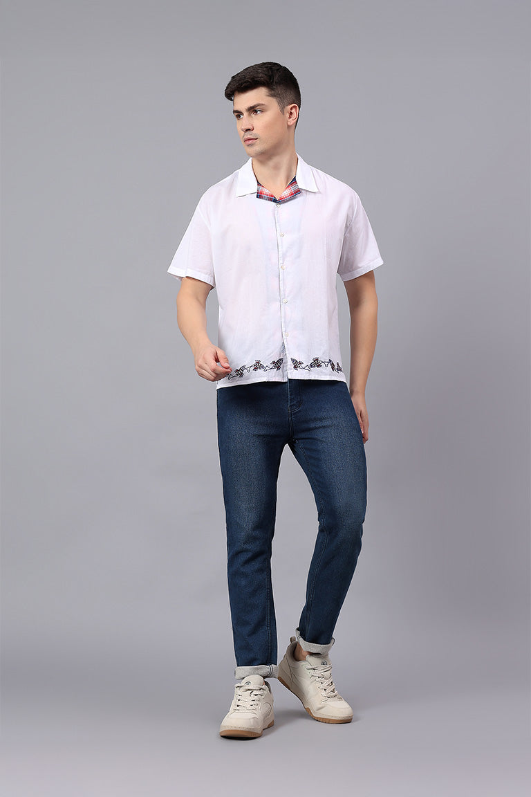 Convertible Collar Shirt | Paryay | Chikankari | Cotton