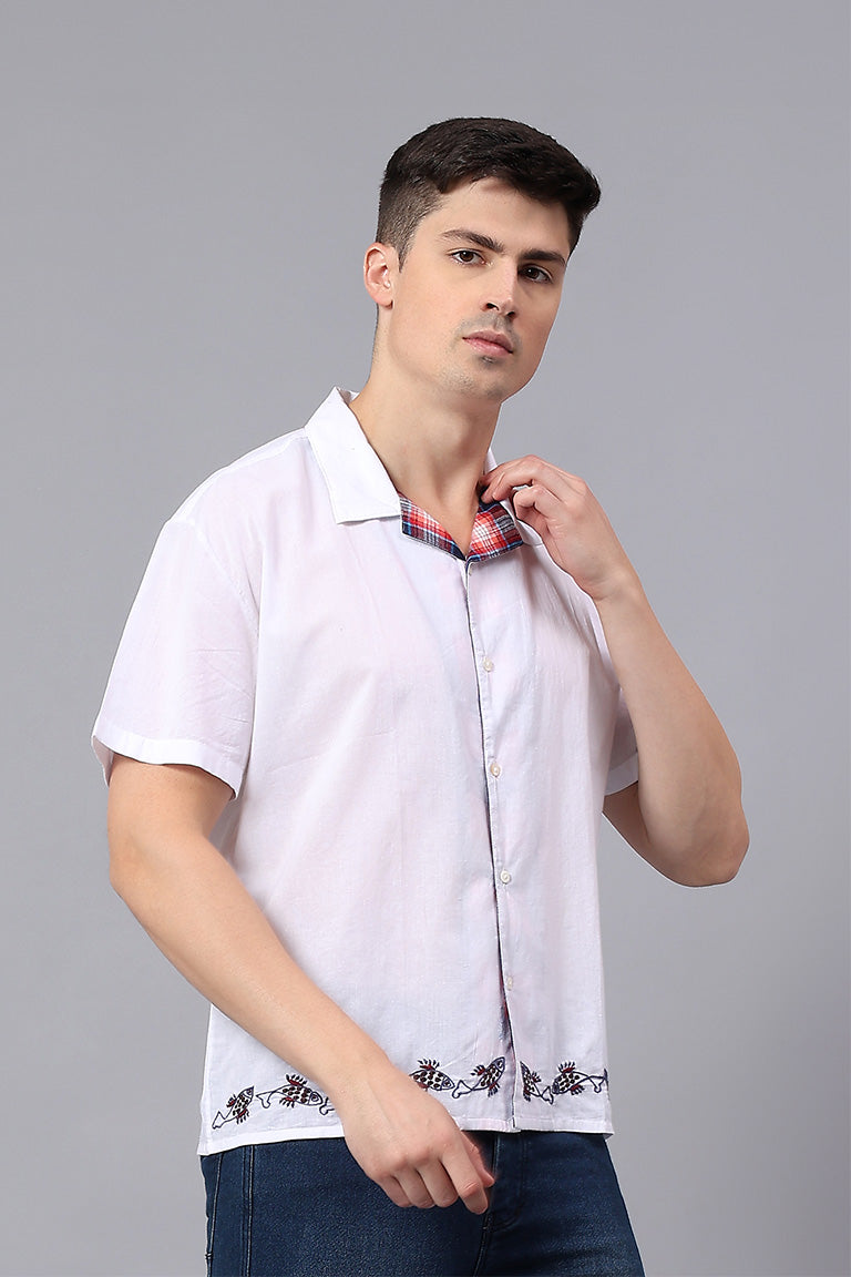 Convertible Collar Shirt | Paryay | Chikankari | Cotton