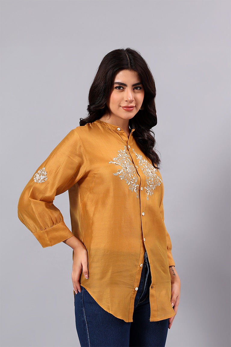 Shirt | Mandala | Chikankari | Cotton Silk(Chanderi)