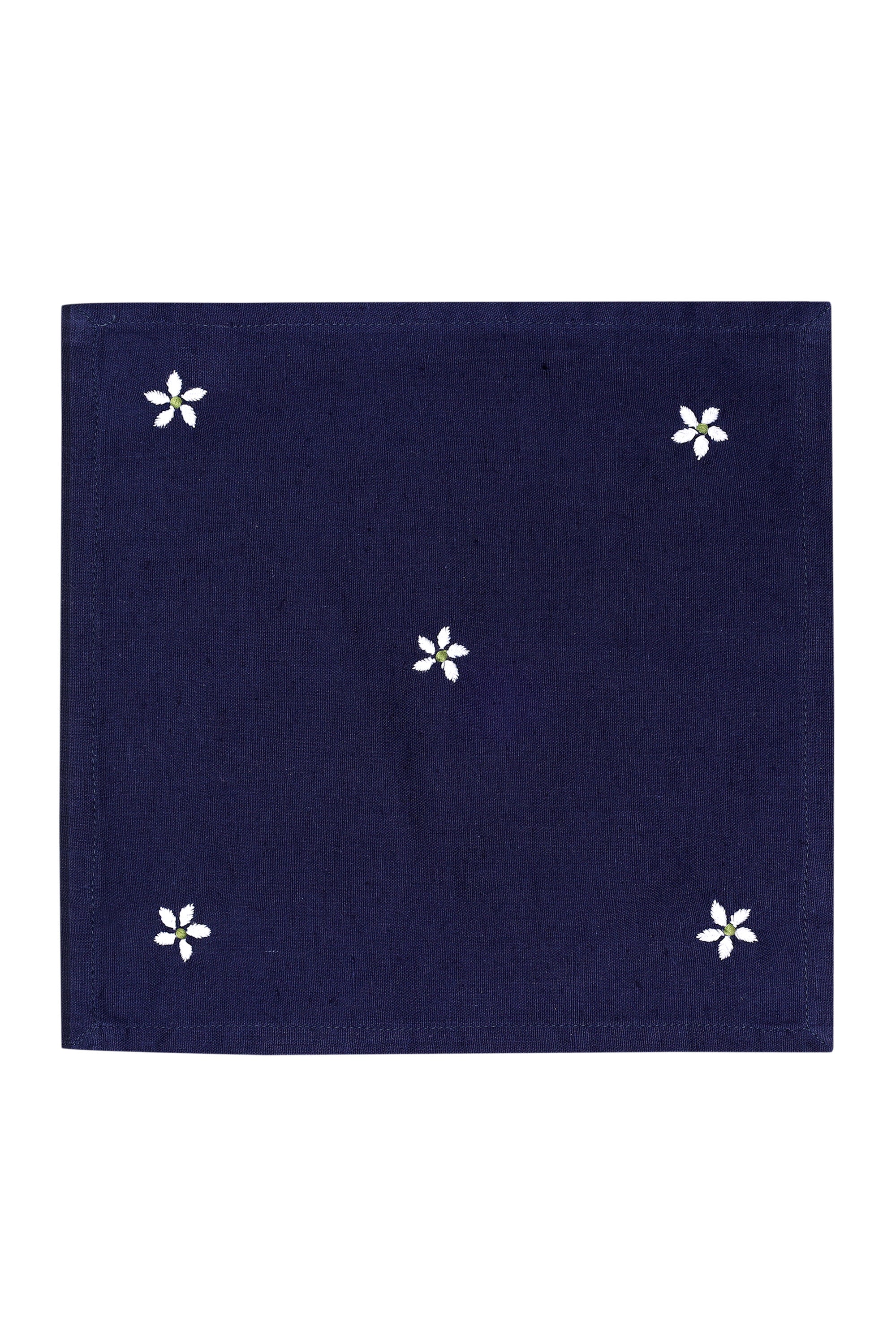 Cocktail Napkin | Kaner | Chikankari | Cotton Flax | Set of 2