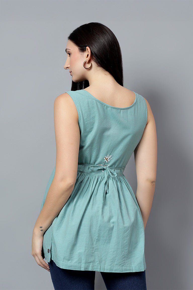 Wrap Top | Shabad | Chikankari | Cotton Chambray