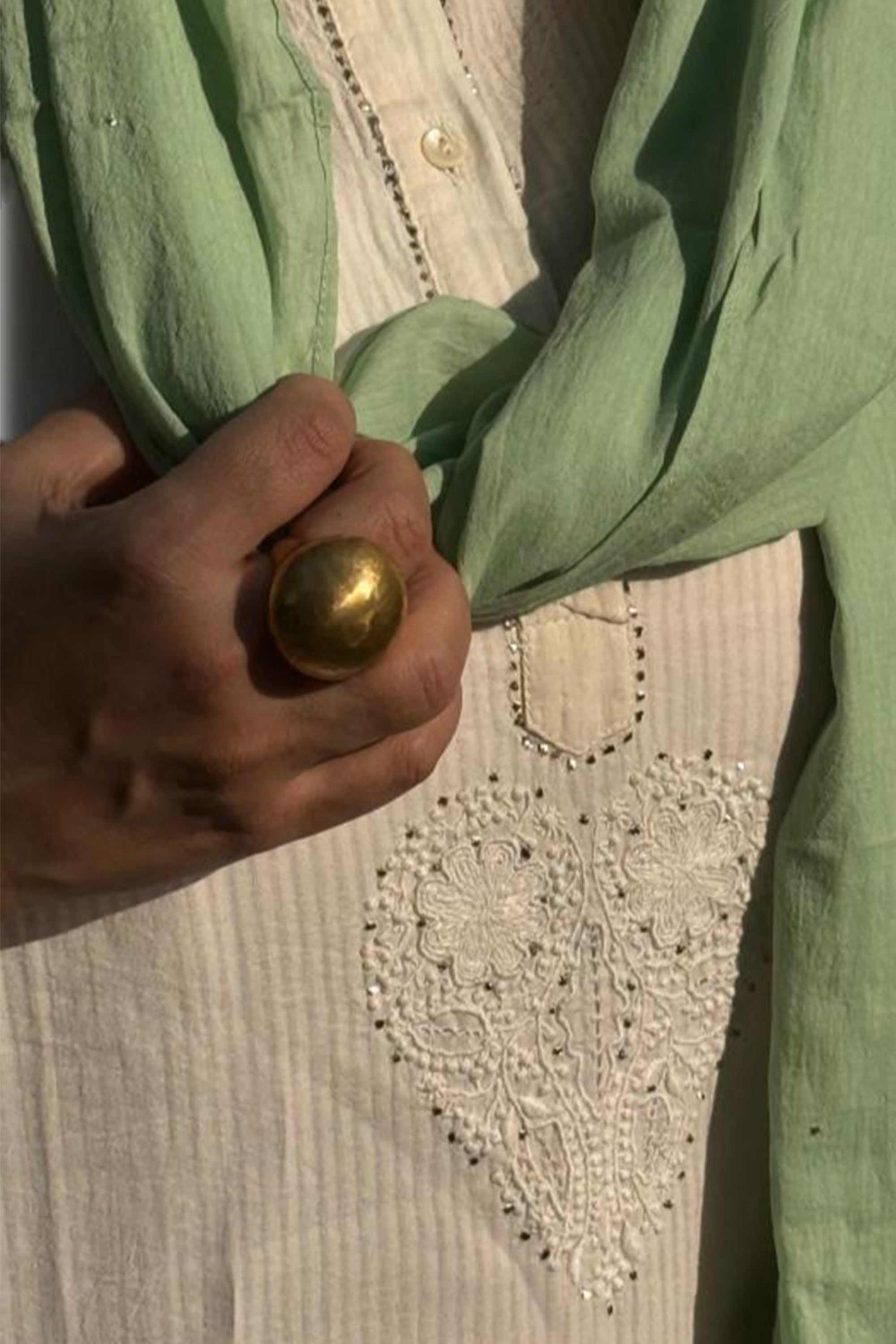 Dupatta | Bindu | Mukaish | Cotton Voile